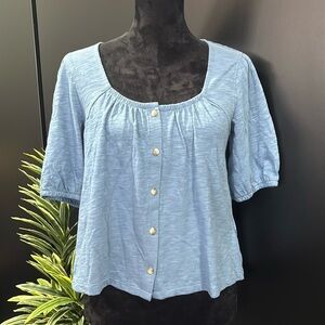 UpWest Relaxed Fit Crop,peplum back,elastic sleeve,square neck,extended back